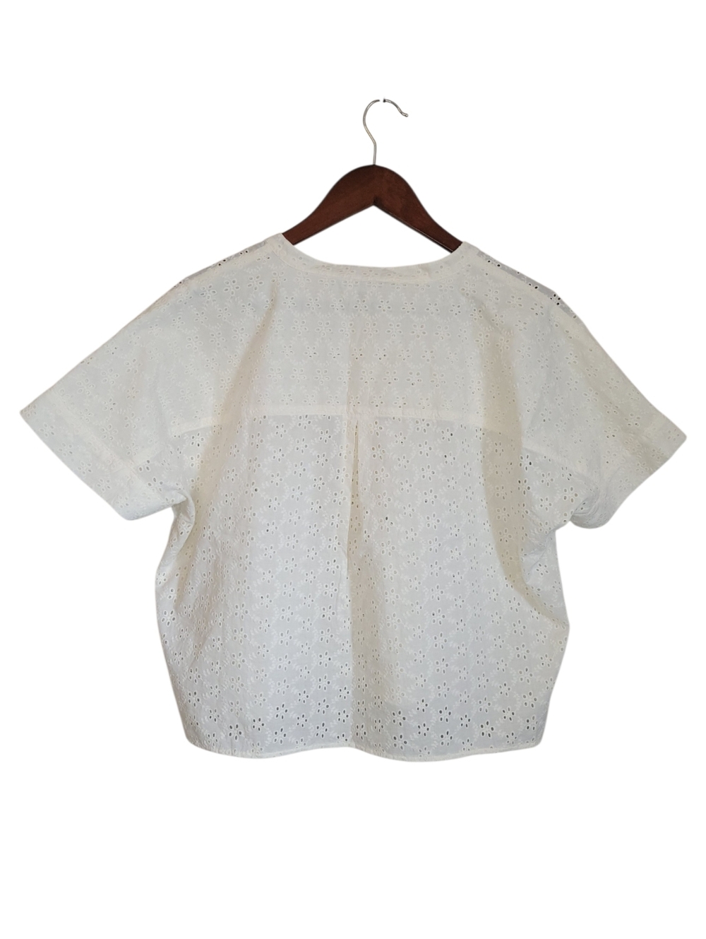 Madewell Eyelet Boxy Button Down Shirt M Lighthouse White Cotton Summer Top - Picture 7 of 12